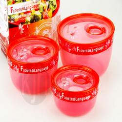 花語(yǔ)圓形三套裝保鮮盒