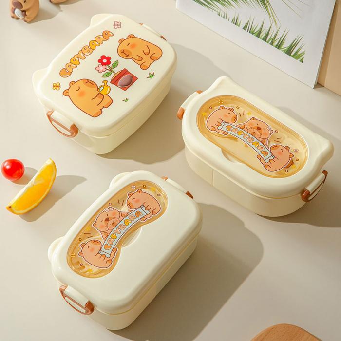 魔法豚長方形/萌鏡豚/趣照豚分格便當盒
