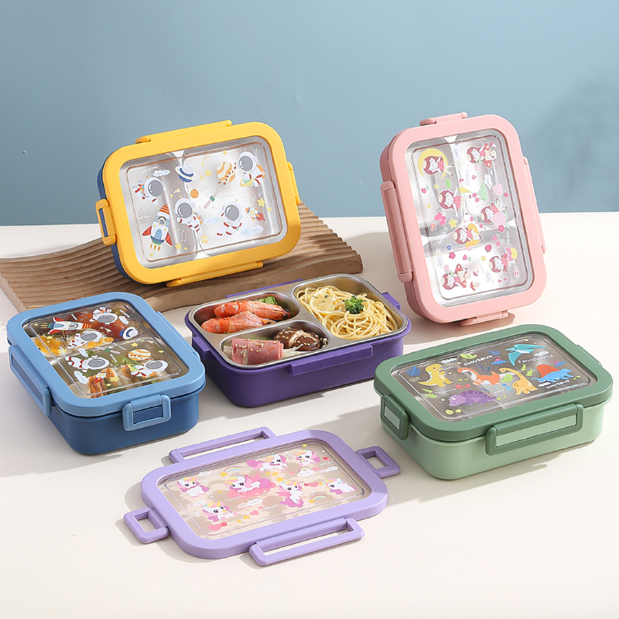卡通不銹鋼飯盒兩格/